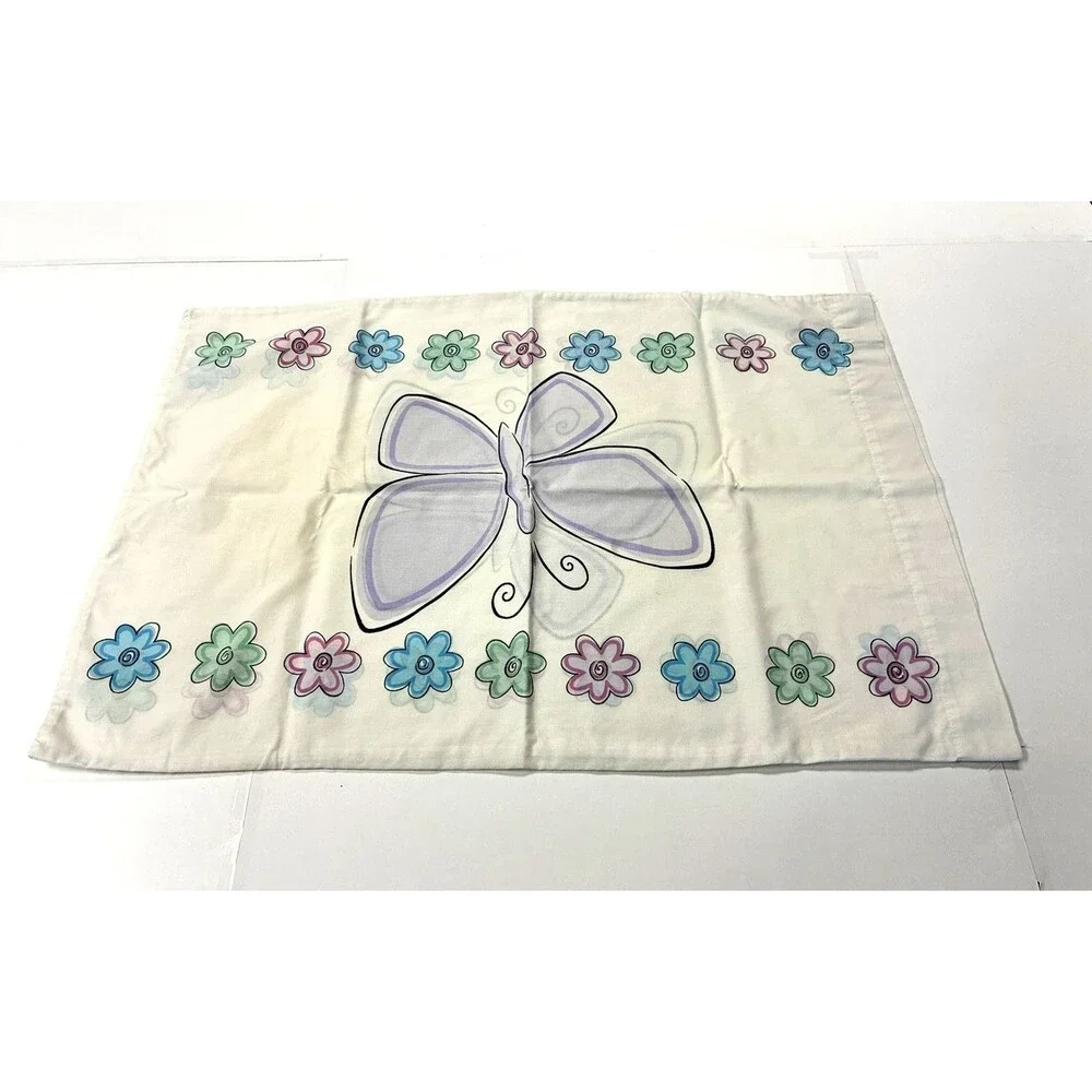 Pillowcase Mid Century Modern Butterfly Standard Size Cotton 29x19 1970's Sku#7